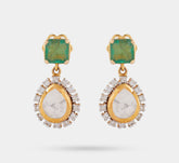 Glistening Emerald Polki Earrings